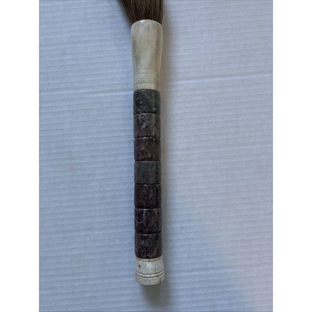 Large Antique Chinese Jade Stone Bone Horsehair Calligraphy Scholars‎ 13